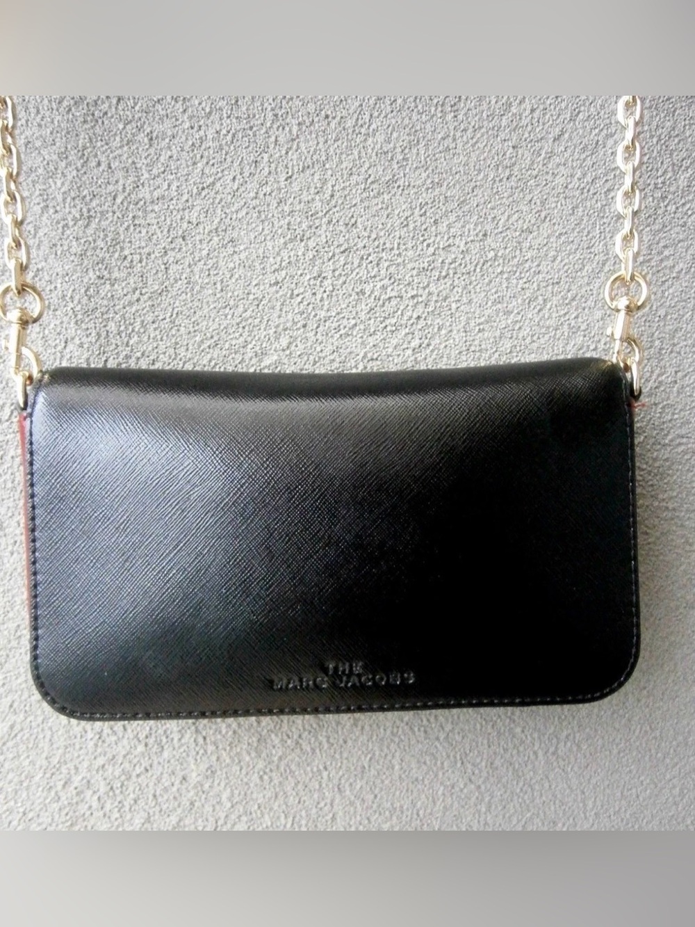 Marc Jacobs Snapshot WOC Tricolor Black SAFFIANO Leather Flap Burghundy Base - Picture 2 of 16
